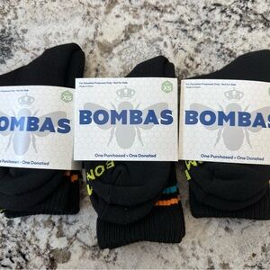 Bombas Kids Black Socks with Orange and Blue Highlights - XS